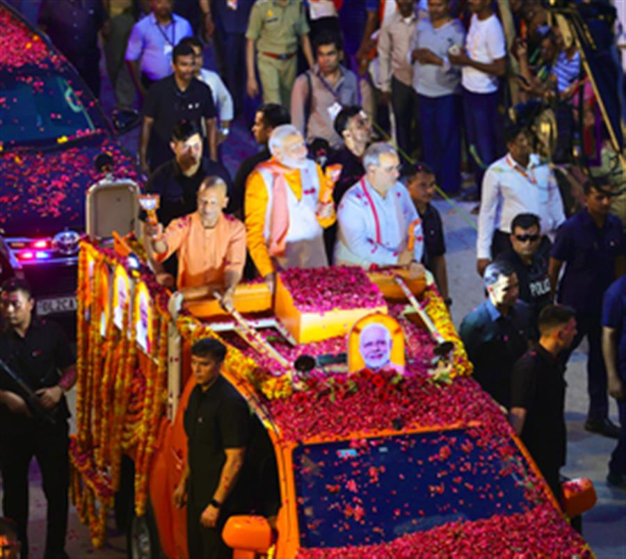 On eve of nomination filing, PM Modi's roadshow gets bigger than before in Varanasi